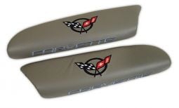 Leather Armrest Pads With C5 Logo Gray for your C5 Corvette